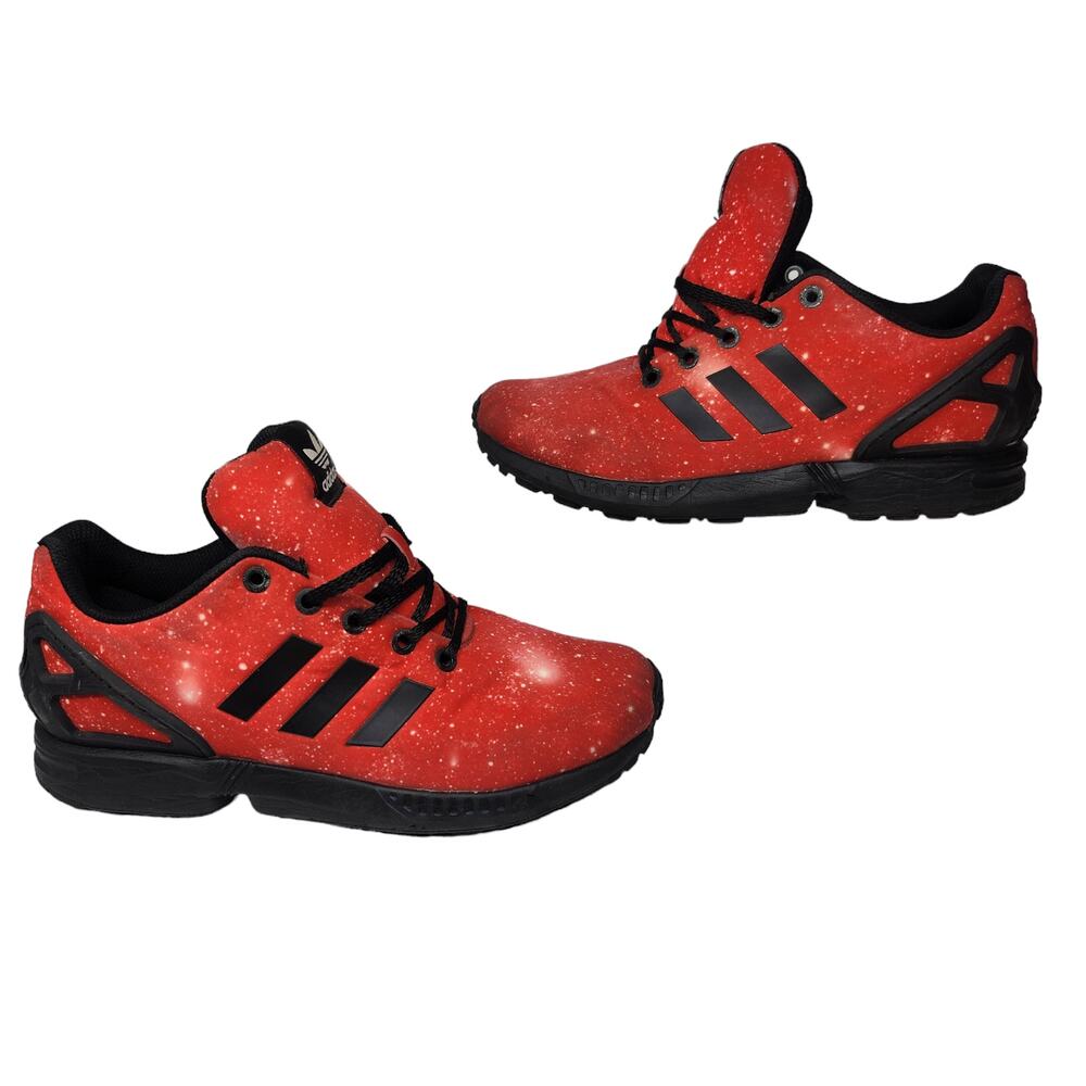 Adidas Shoes Mens 5.5 Red Black Galaxy Space Sneakers Low Top ZX Flux Torsion